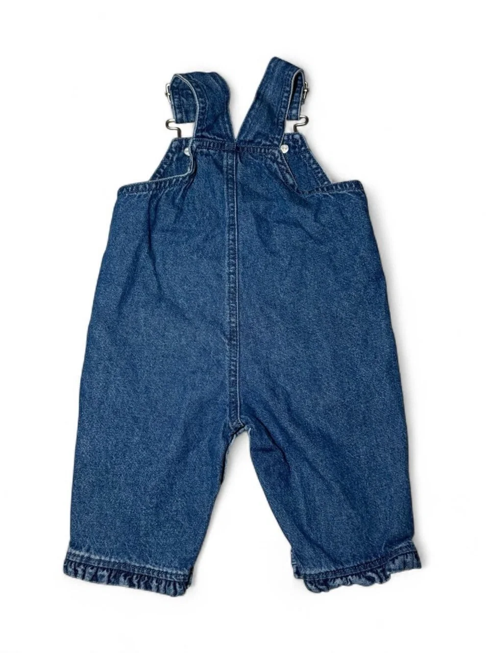 Vintage Y2K girly cotton denim overalls with pink embroidered flowers 6 months🔹